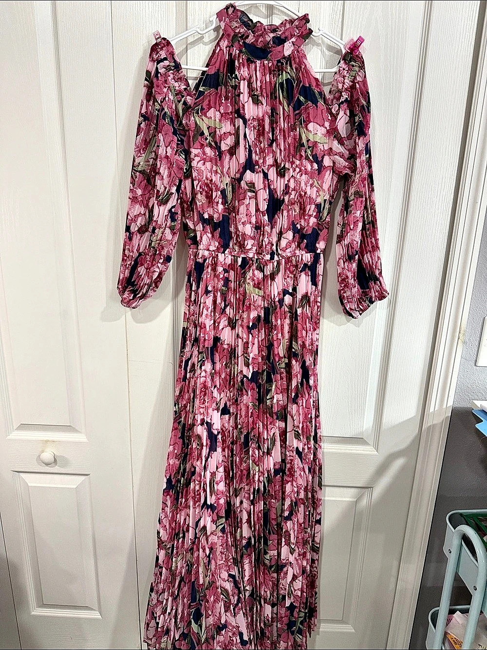 Petal & Pup Hilary Floral Cold Shoulder Long Sleeve Maxi Dress Maxi Dress
